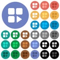 Component play round flat multi colored icons