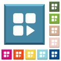 Component play white icons on edged square buttons