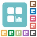 Component statistics rounded square flat icons