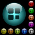 Component stop icons in color illuminated glass buttons