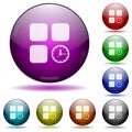 Component timer icon in glass sphere buttons