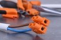 Component and tools for electrical installation Royalty Free Stock Photo