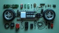 Components of an Electric Vehicle Layout Royalty Free Stock Photo