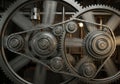 Components have a polished, industrial look, with some gears in Royalty Free Stock Photo