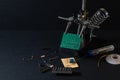 The components of the main board in the process of assembling the finished device for further use. Royalty Free Stock Photo