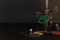 The components of the main board in the process of assembling the finished device for further use. Royalty Free Stock Photo