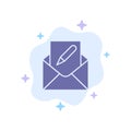 Compose, Edit, Email, Envelope, Mail Blue Icon on Abstract Cloud Background