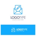 Compose, Edit, Email, Envelope, Mail Blue outLine Logo with place for tagline