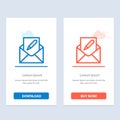 Compose, Edit, Email, Envelope, Mail Blue and Red Download and Buy Now web Widget Card Template