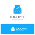 Compose, Edit, Email, Envelope, Mail Blue Solid Logo with place for tagline