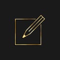 Compose, edit gold icon. Vector illustration of golden particle background