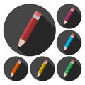 Compose icon, pencil set with long shadow