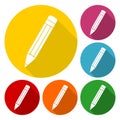 Compose icon, pencil set with long shadow