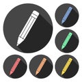 Compose icon, pencil set with long shadow