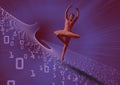 Composed image of dancer on blue digital background Royalty Free Stock Photo