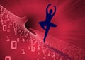 Composed image of dancer on red data background Royalty Free Stock Photo