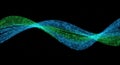Wavy Digital Data Stream Composed of Binary Code in Blue and Green Against Black Background Royalty Free Stock Photo