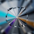 Is composed of triangular metallic facets reflecting varied hues Royalty Free Stock Photo