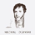 Composer Michal Oginski. vector portrait