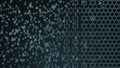 Creation of hexagonal molecular structure, 3d rendering. Chaos and order concepts