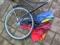 Composistion of spokes of a wheel of an bike and spokes of an umbrella