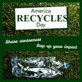 Composite of america recycles day text and plastic bottle on grass Royalty Free Stock Photo