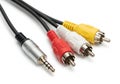 Composite audio video cable with 3.5mm jack Royalty Free Stock Photo