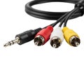 Composite audio video cable with 3.5mm jack Royalty Free Stock Photo