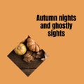 Composite of autumn nights and ghostly sights text and halloween pumpkins on orange background Royalty Free Stock Photo