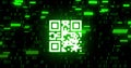 Composite of binary coding and green qr code Royalty Free Stock Photo