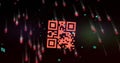 Composite of binary coding and green qr code Royalty Free Stock Photo