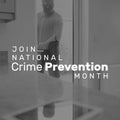 Composite of burglar standing at entrance at home and join national crime prevention month text