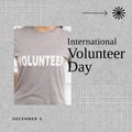 Composite of caucasian woman in volunteer t-shirt and international volunteer day, december 5 text