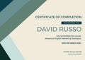 Composite of certificate of completion text with pattern on cream background