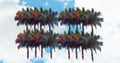 Composite of coconut trees with distorted effect against cloudy sky Royalty Free Stock Photo