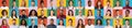 Composite collage of diverse people expressing different emotions, panorama