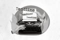 Composite collage image of arms typing text page retro typewriter machine isolated on creative background
