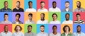 Composite collage of optimistic diverse multicultural men Royalty Free Stock Photo