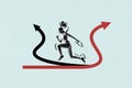 Composite collage picture of black white effect girl running arrow pointers direction isolated on creative background Royalty Free Stock Photo