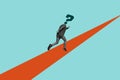 Composite creative art collage of anonym man run path instead head question mark dilemma brainstorm isolated on painted Royalty Free Stock Photo
