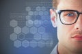 Composite 3d image of close up of young man wearing eyeglasses Royalty Free Stock Photo