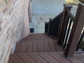 Composite deck with pecan decking and mocha railing Royalty Free Stock Photo