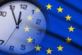 Composite of the EU flag and dial of a clock Royalty Free Stock Photo