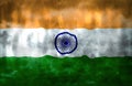 Composite of Flag of India and rain clouds. Symbolizing heavy rains, storms, typhoons and other bad weather in the country.