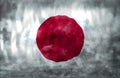Composite of Flag of Japan and rain clouds. Symbolizing heavy rains, storms, typhoons and other bad weather in the country.