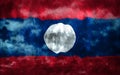 Composite of Flag of Laos and rain clouds. Symbolizing heavy rains, storms, typhoons and other bad weather in the country.