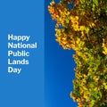 Composite of happy national public lands day text over tree