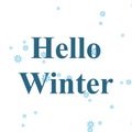 Composite of hello winter text over snow falling on white background Royalty Free Stock Photo
