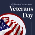 Composite of we honor those who served veterans day text over flag of usa on blue background Royalty Free Stock Photo