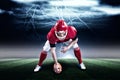 Composite image of american football player starting football game 3d Royalty Free Stock Photo